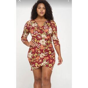 DNA Couture Maroon Floral Mini Dress NWT
